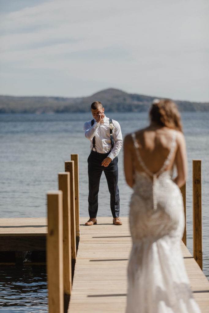 Intimate first look at New Hampshire lake elopement