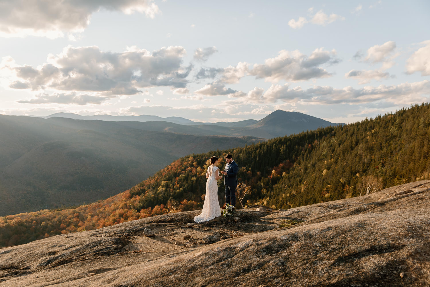 Stunning adventure mountain elopement on the top of Mount Crawford in Crawford Notch State Park in New Hampshire