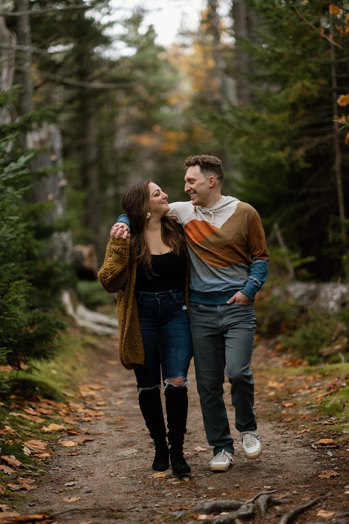 Adventure photography engagement session in Acadia National Park with Kelsey Converse Photography.