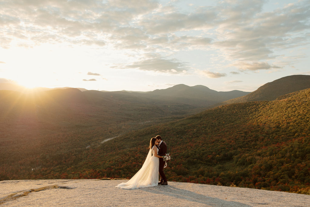 bride and groom portrait in New Hampshire elopement