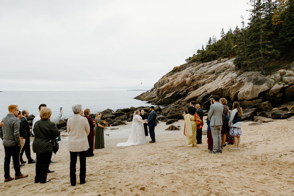 Intimate wedding on the beach in Acadia. And elopement with friends and family