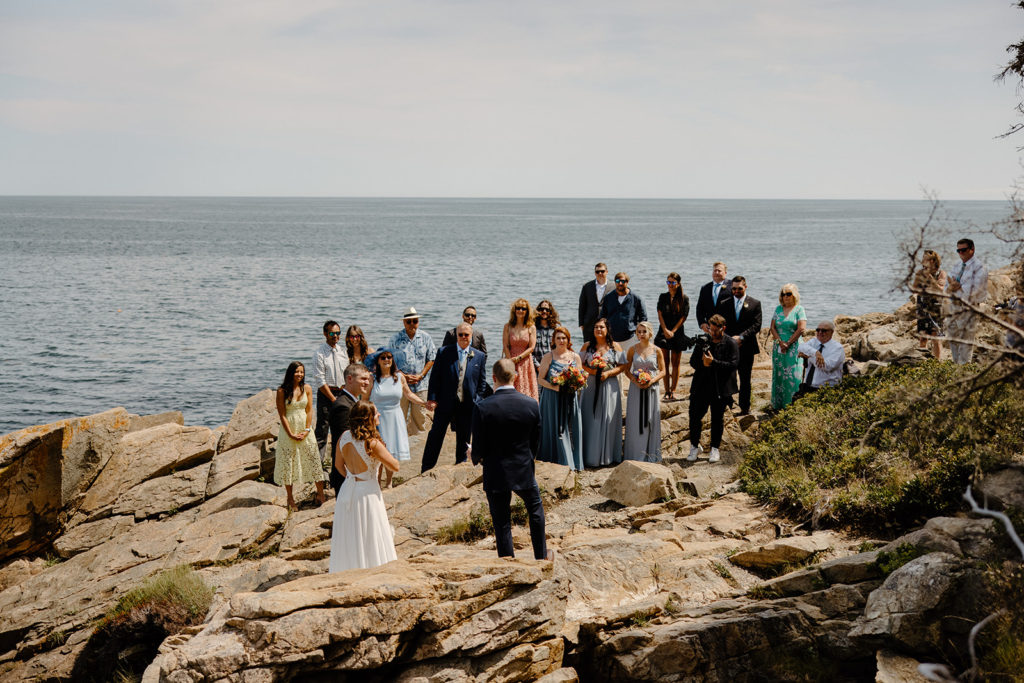 Intimate wedding ceremony on the coast of Acadia