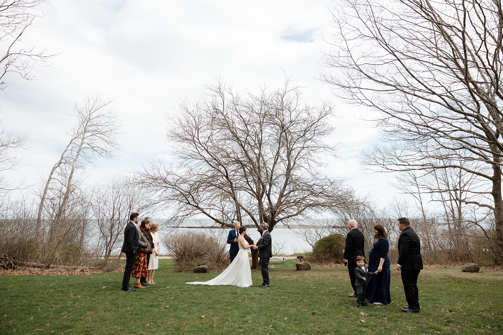 Fort Foster wedding ceremony. Maine Elopement Photographer.