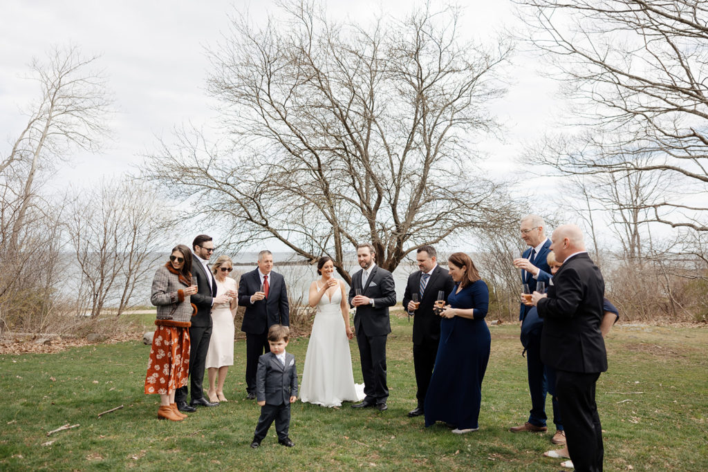 Wedding guests at elopement in Maine