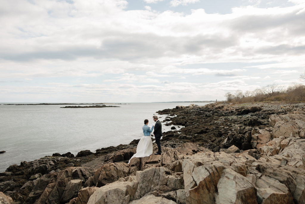 Bride and Groom saying vows on Kittery Coast in Maine