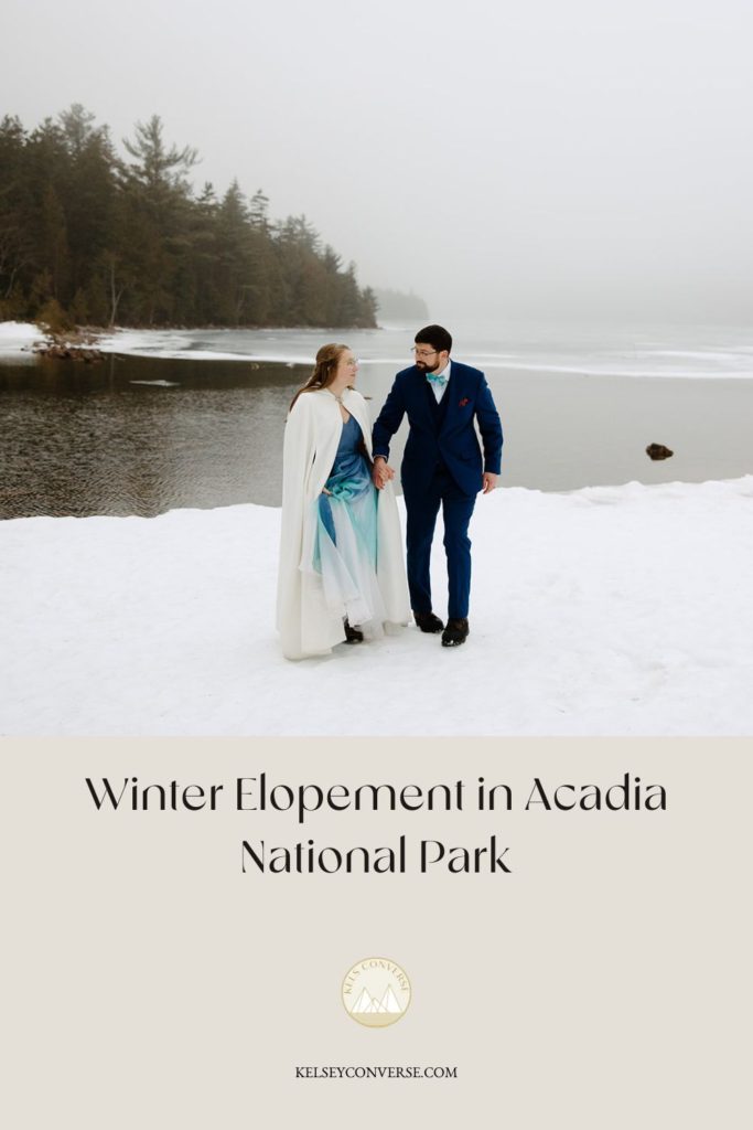 Winter elopement in Acadia National Park