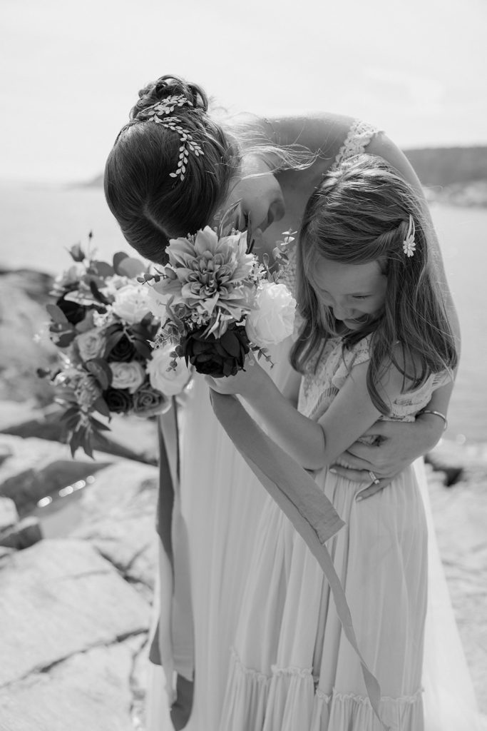 Bride and daughter at elopement