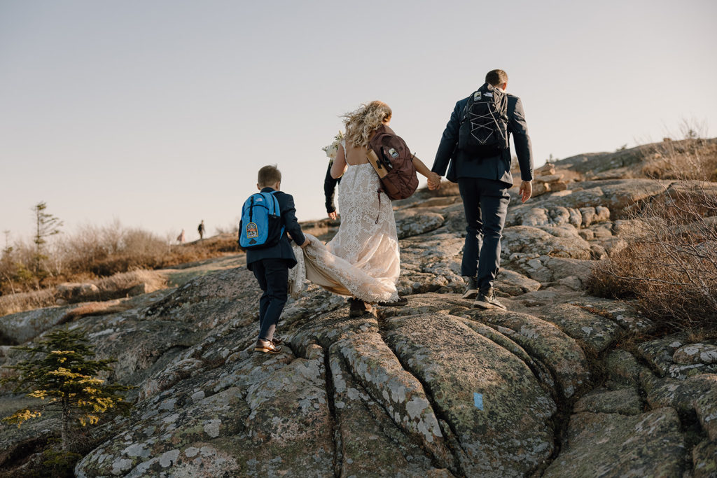 child at hiking elopement. How to elope with kids