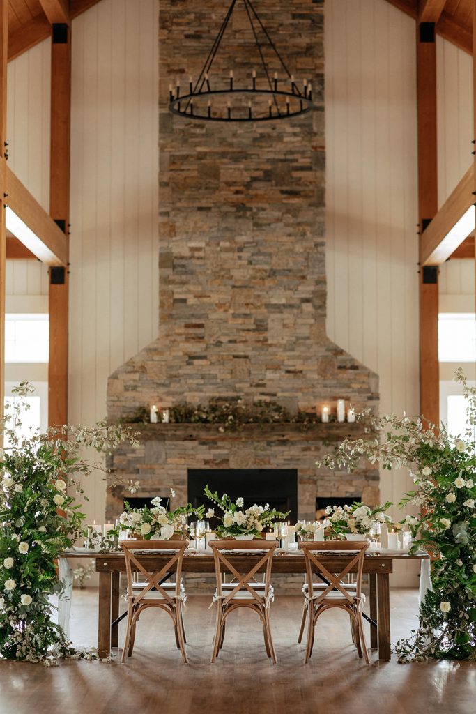 Owl's Nest intimate wedding decor and dinner setup 