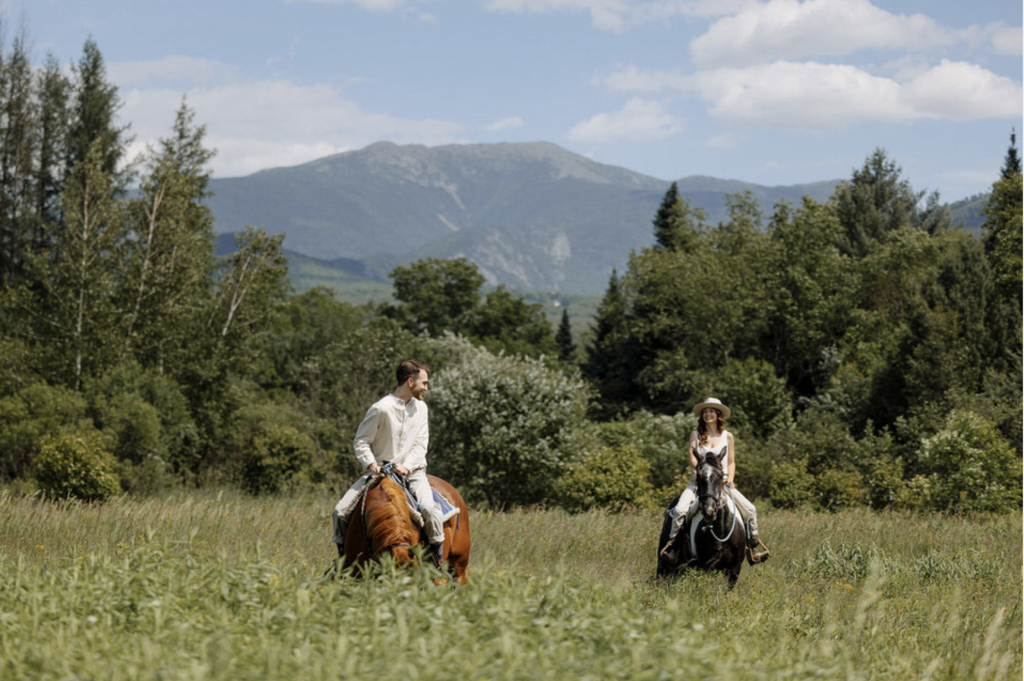 horseback riding in white mountains wedding
