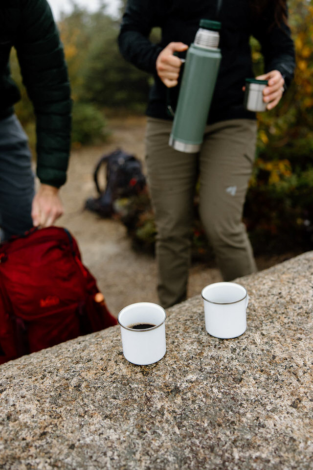 what to bring on elopement hike: warm drinks
