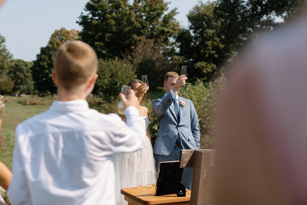 Champagne toasts at elopement
