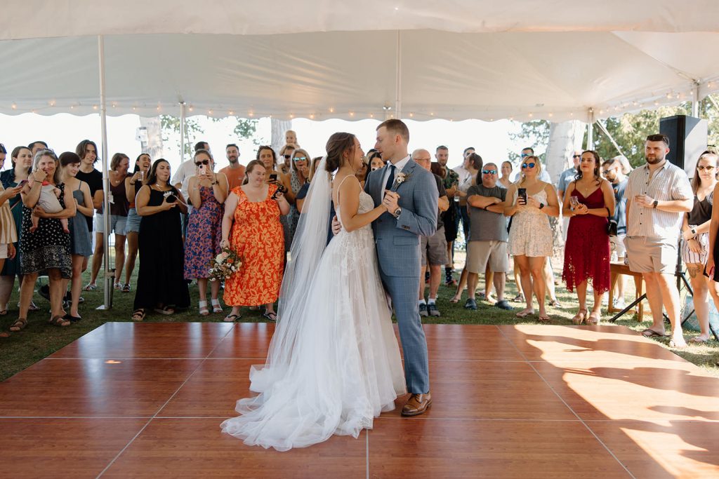backyard wedding reception dancefloor