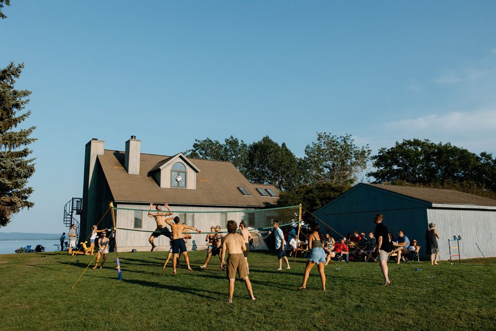 backyard wedding reception volleyball