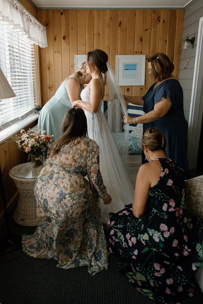 Bride getting ready for wedding in Vermont