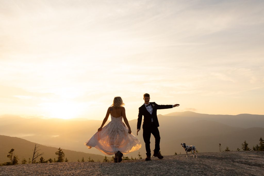 Sunrise elopement in the White Mountains. Eloping with your dog.