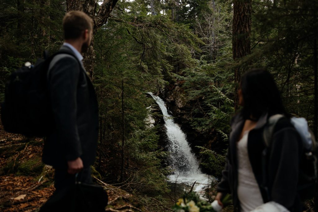 Waterfall wedding in the White Mountains