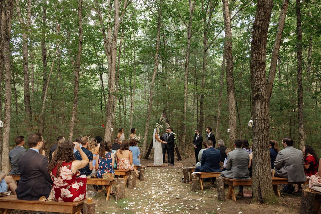 backyard wedding ceremony in the woods
