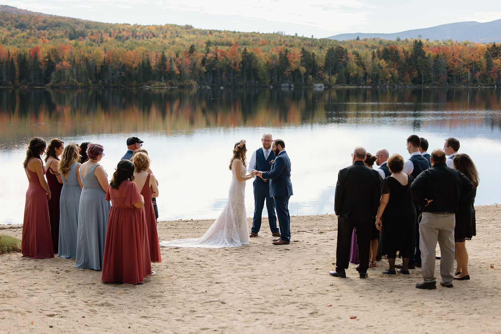 New Hampshire State Park wedding ceremony with guests