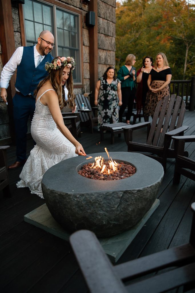 Wedding Reception at Skiesta in New Hampshire with firepit