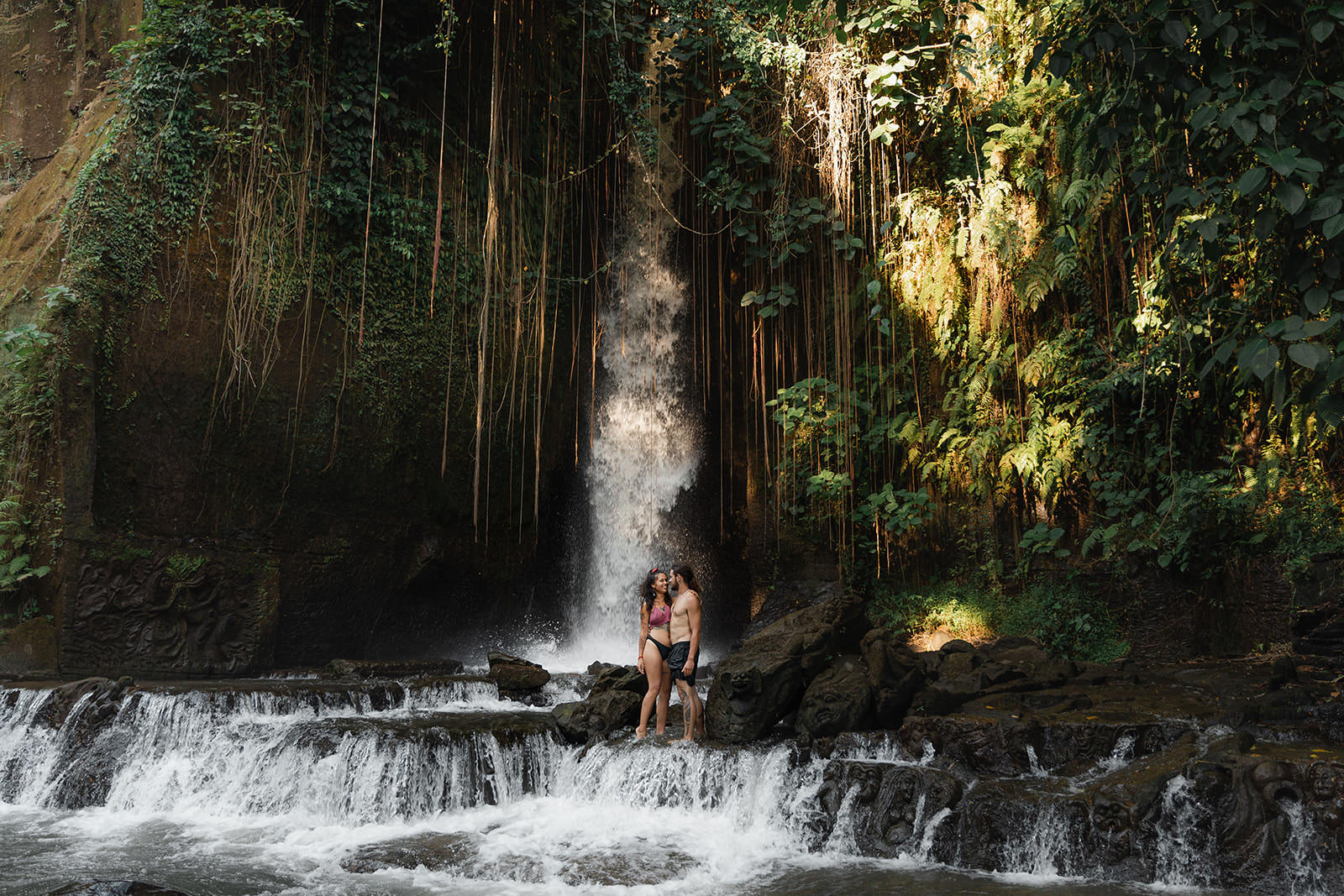 Bali elopement photography at waterfall in Ubud