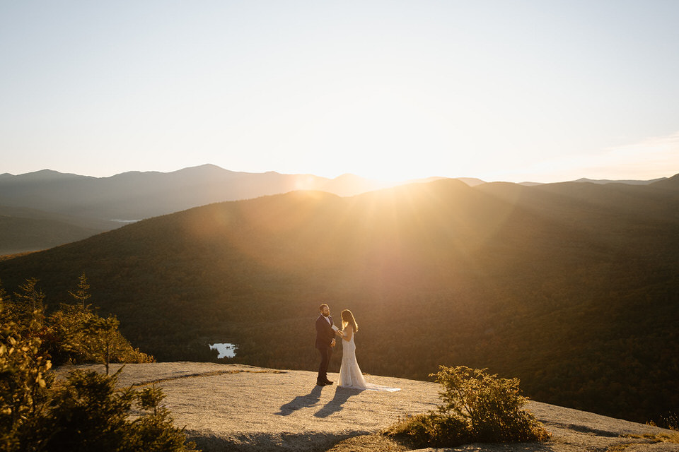Sunset elopement ceremony in New Hampshire