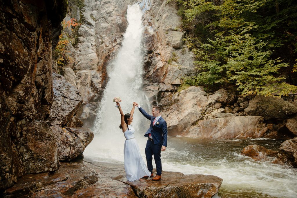 waterfall elopement ceremony in New england