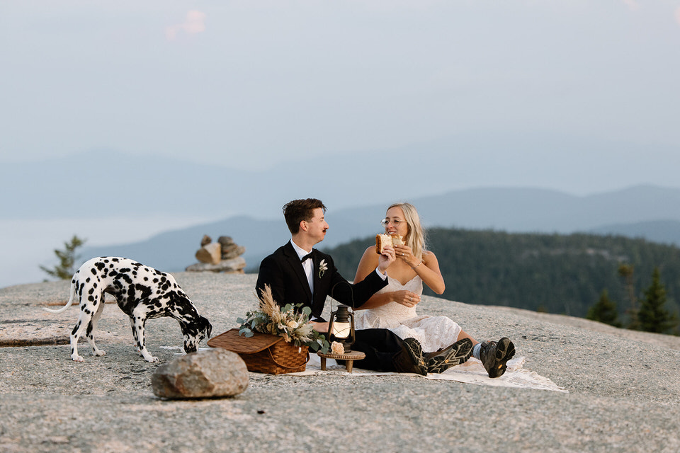 Elopement picnic in the mountains