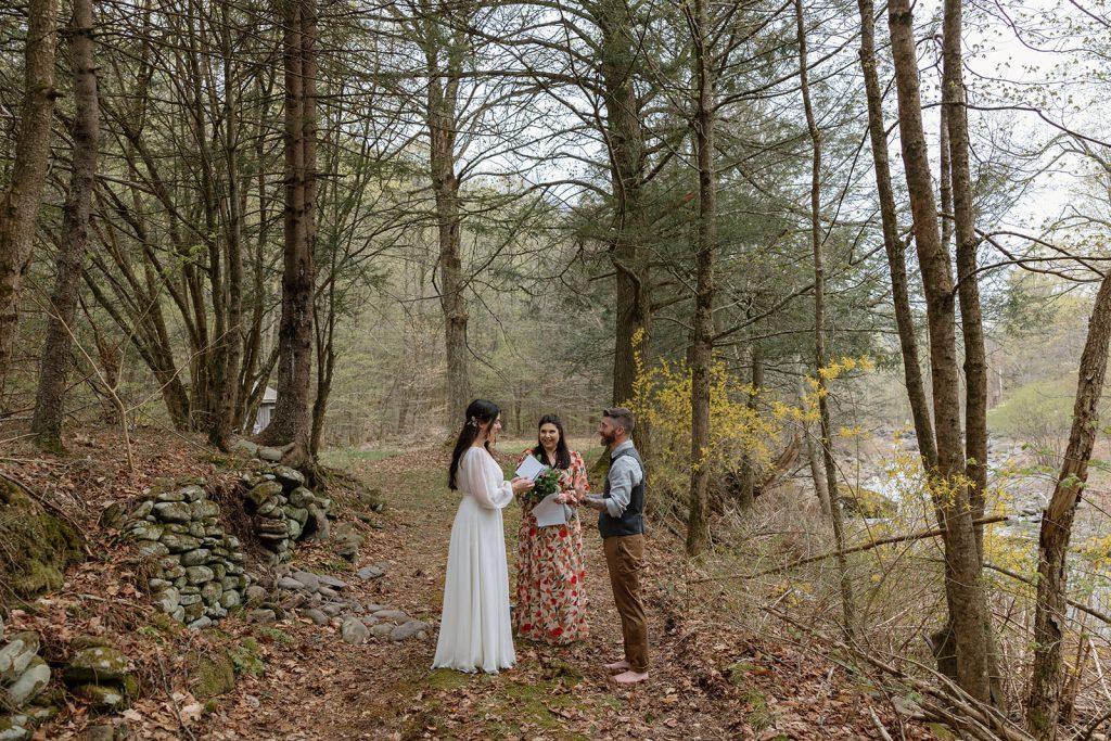 Woodsy Spring Hudson Valley Elopement in the Catskills of New York. Hudson Valley elopement photographer.
