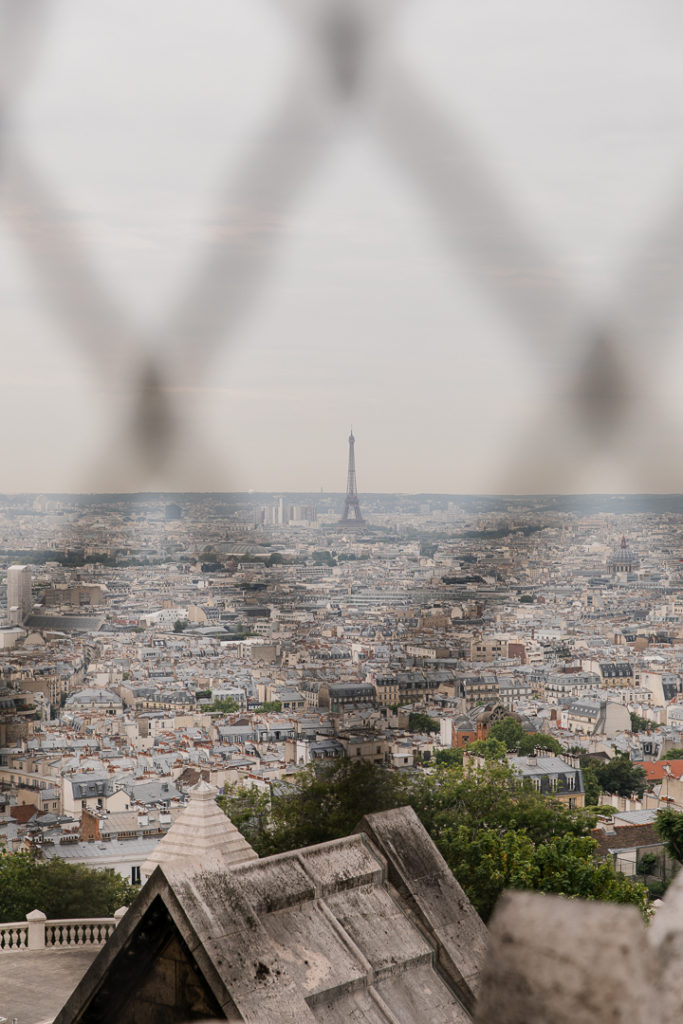 Eiffel tower in the distance with a different perspective.