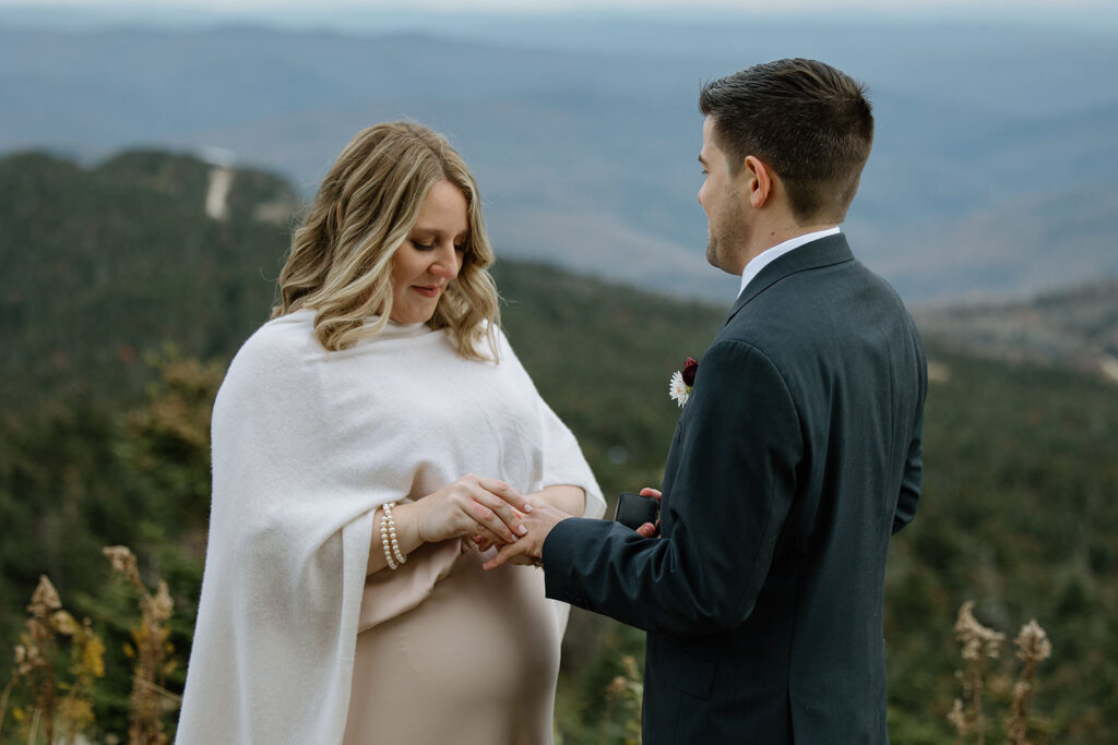 Killington Vermont elopement in the Fall. Ceremony on top of Killington Mountain.