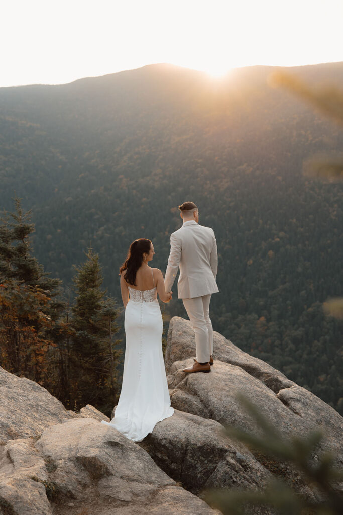 Mount Willard elopement wedding in the Fall at sunrise.