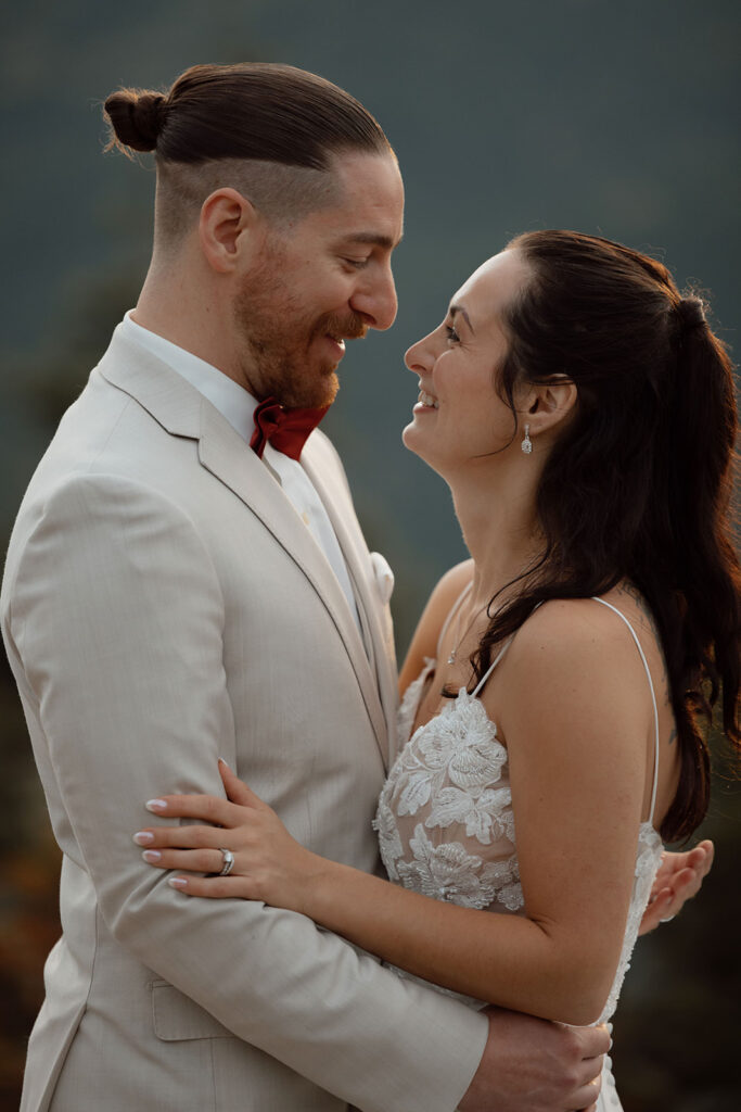 Mount Willard elopement wedding in the Fall at sunrise.