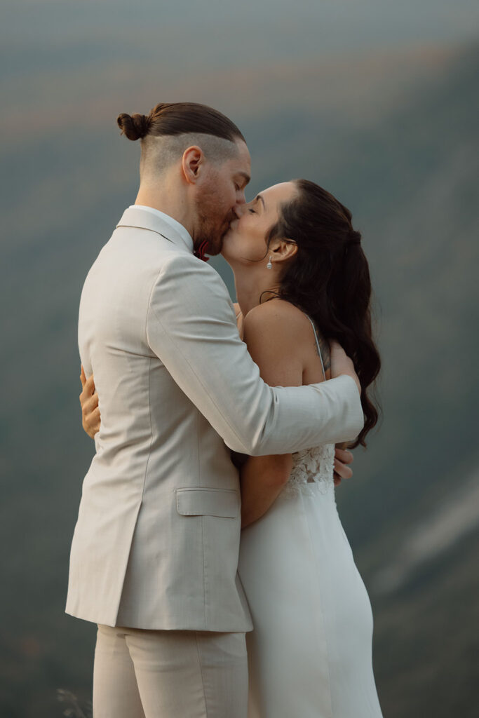 Mount Willard elopement wedding in the Fall at sunrise.