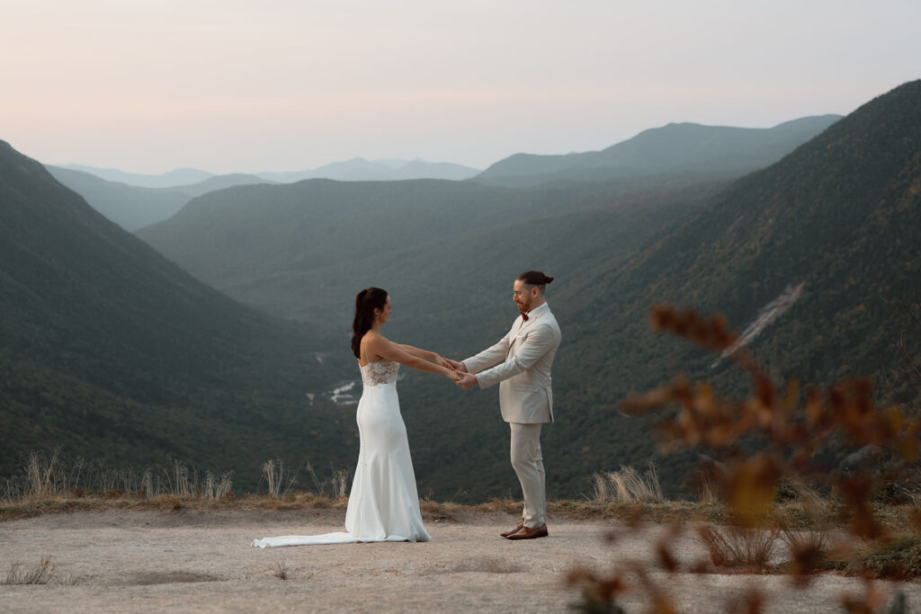 Mount Willard elopement wedding in the Fall at sunrise.