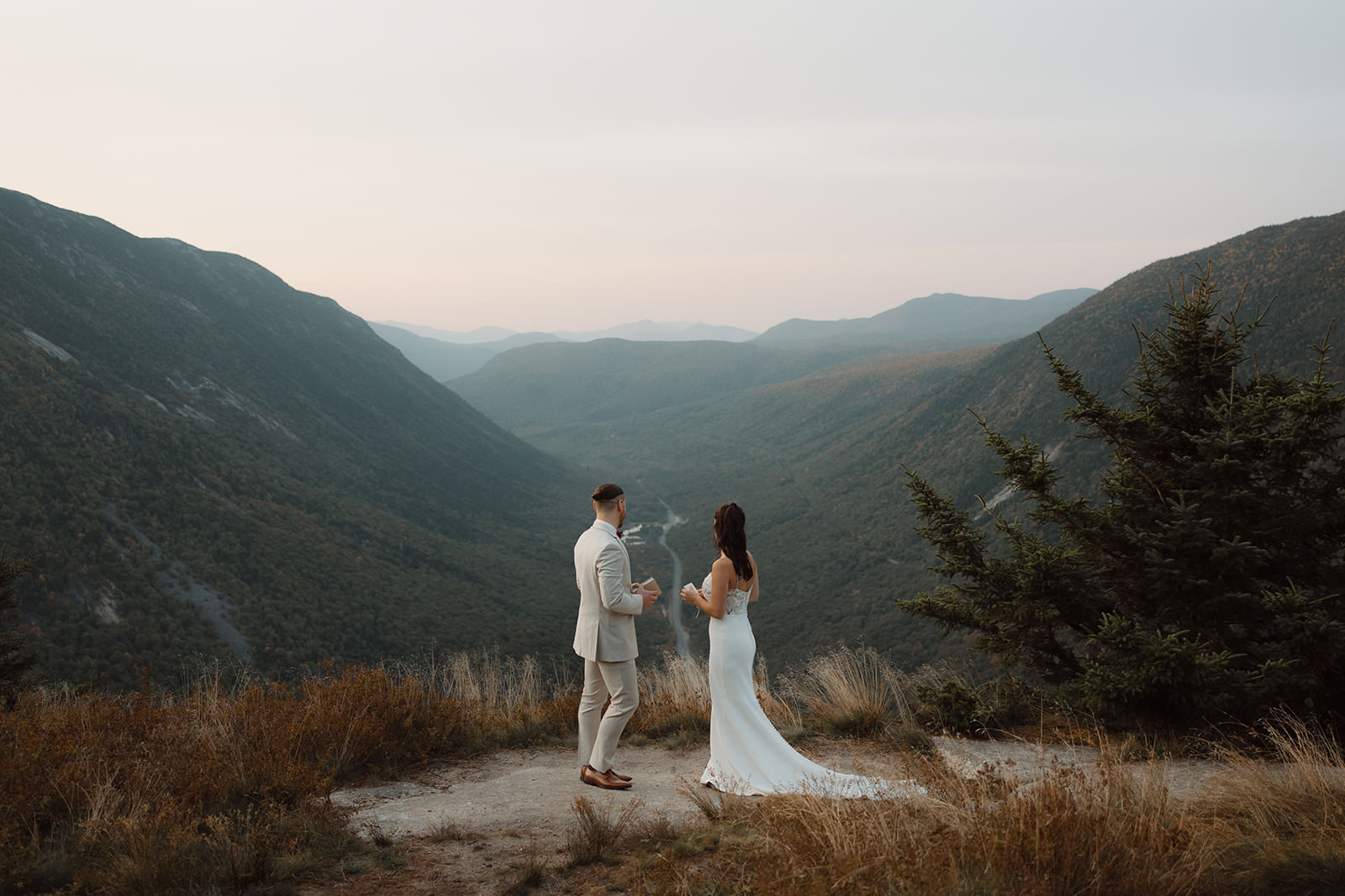 Mount Willard elopement wedding in the Fall at sunrise.