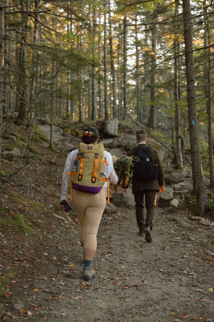 hiking elopement couple