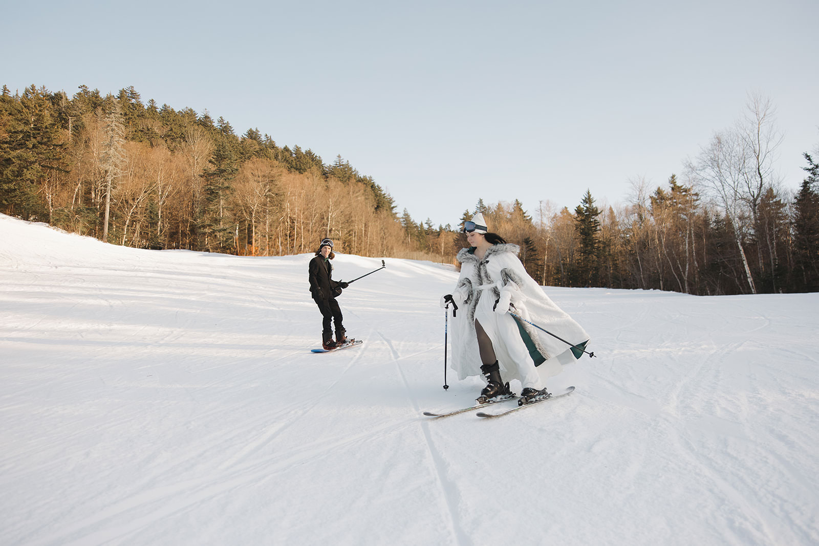 Gorgeous loon mountain skiing elopement in lincoln new hampshire in the winter